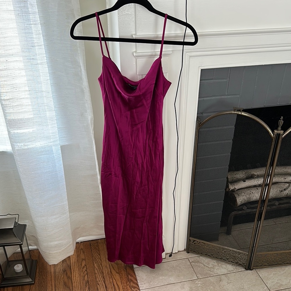 Elegant Magenta midi Slip Dress
